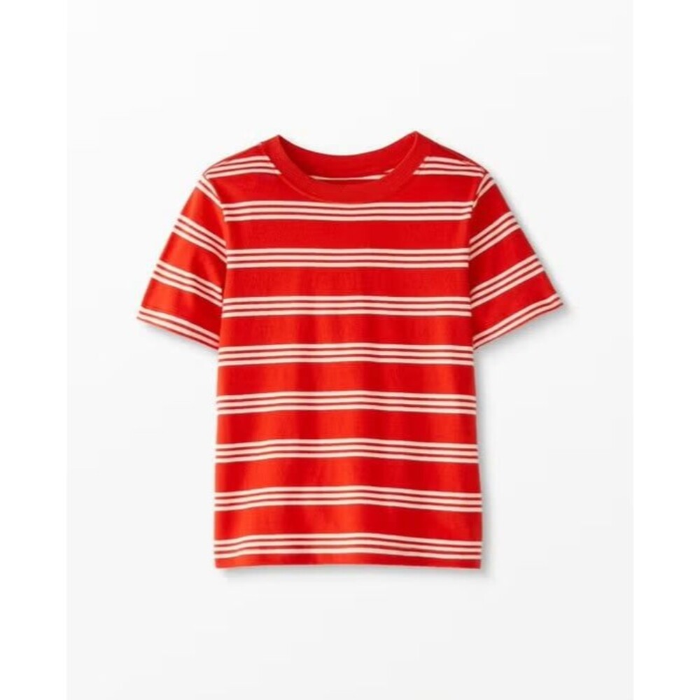Hanna Andersson Striped Tee in Cotton Jersey, Poppy (red), Size 4T